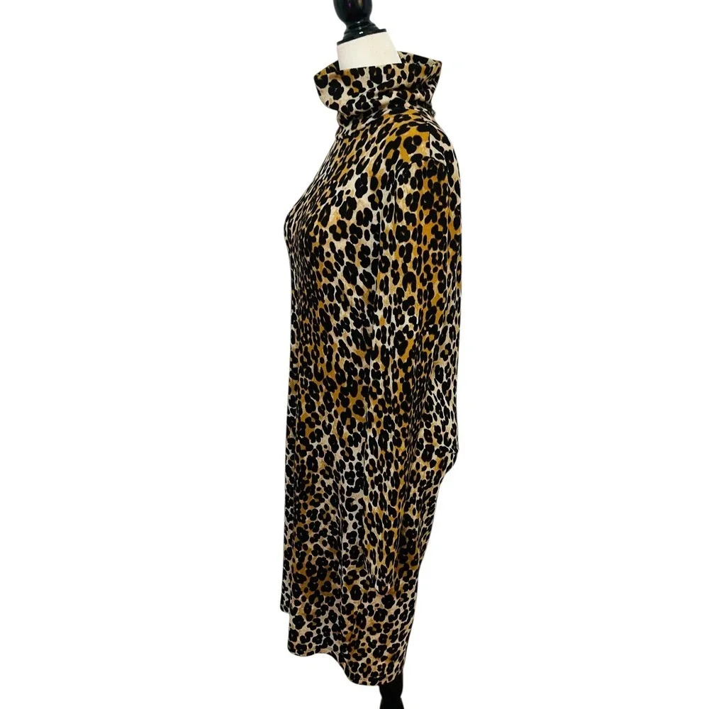 Vero Moda Leopard Print Dress Turtleneck Long Sleeve‎ Casual Mini Size Small - Picture 4 of 8